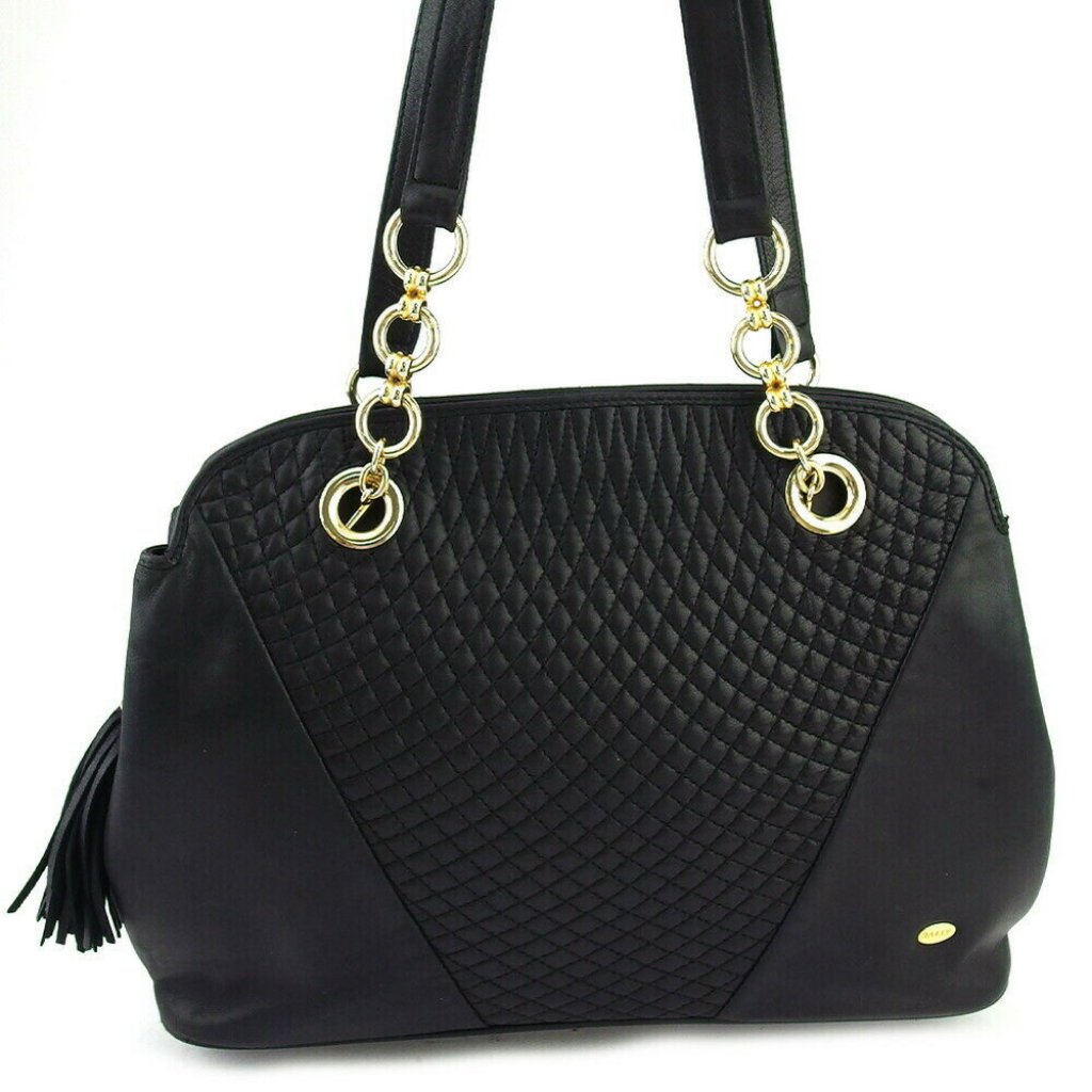 Auth Bally Shoulder Bag Quilted Leather